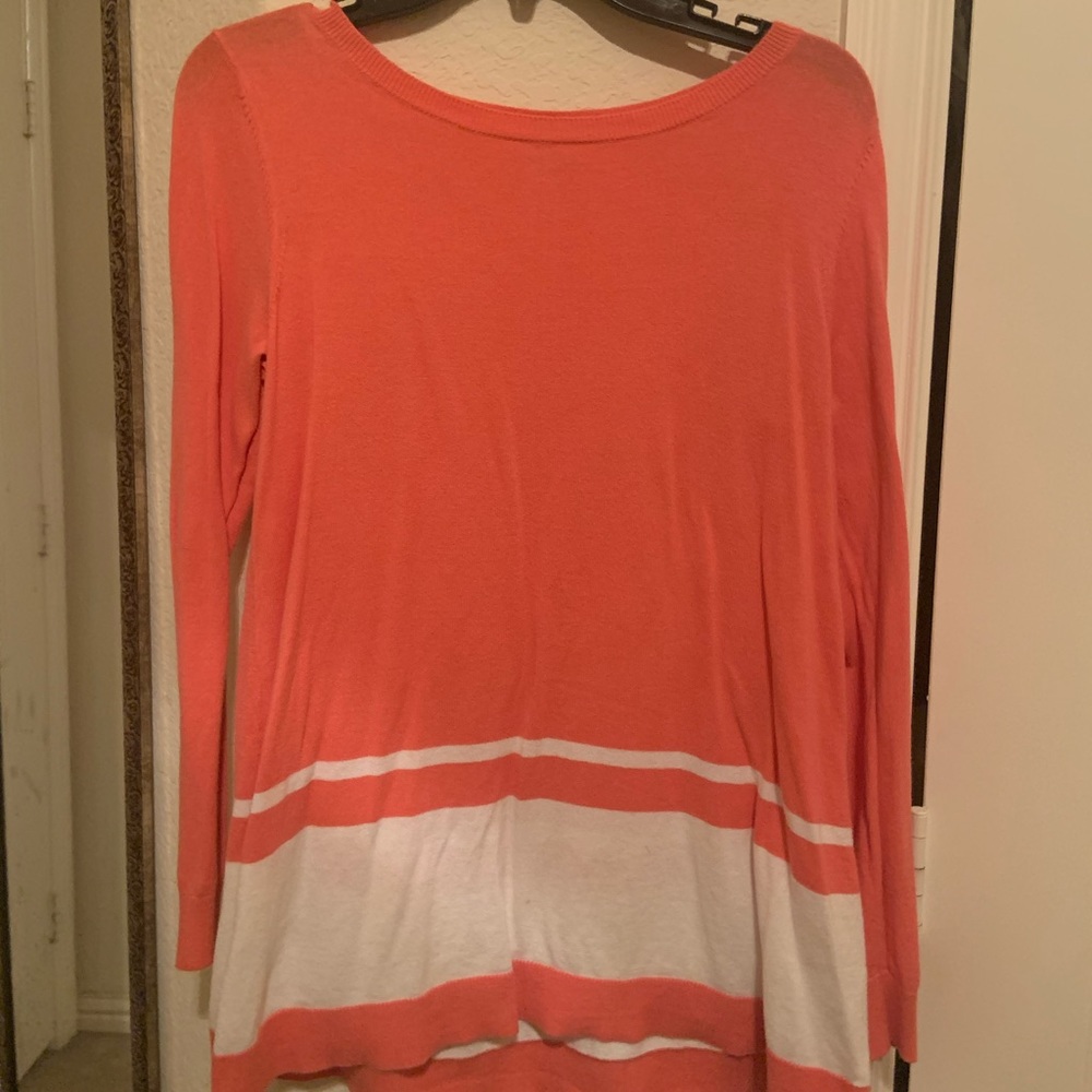 Orange sweater top with stripes loft
